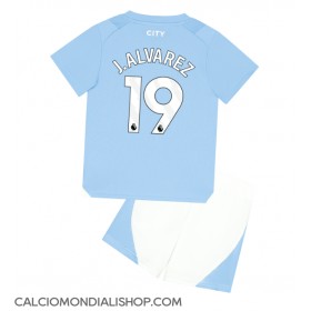 Maglie da calcio Manchester City Julian Alvarez #19 Prima Maglia Bambino 2023-24 Manica Corta (+ Pantaloni corti)